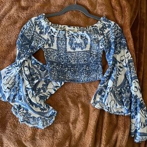 LF off the shoulder crop with flare sleeves